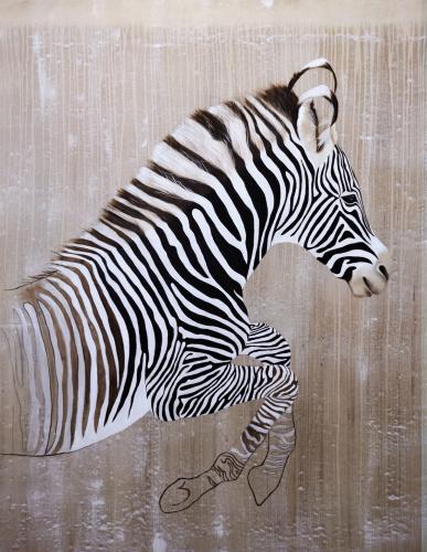  zèbre de grévy menacé extinction protégé disparition Thierry Bisch artiste peintre contemporain animaux tableau art décoration biodiversité conservation 